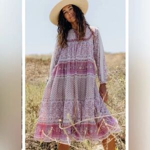 Matta Purple Tiered Sundress with Bishop Sleeves Size XS